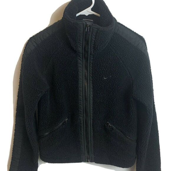 Nike Check Black Sherpa Deep Pile Jacket Size S - Picture 1 of 6